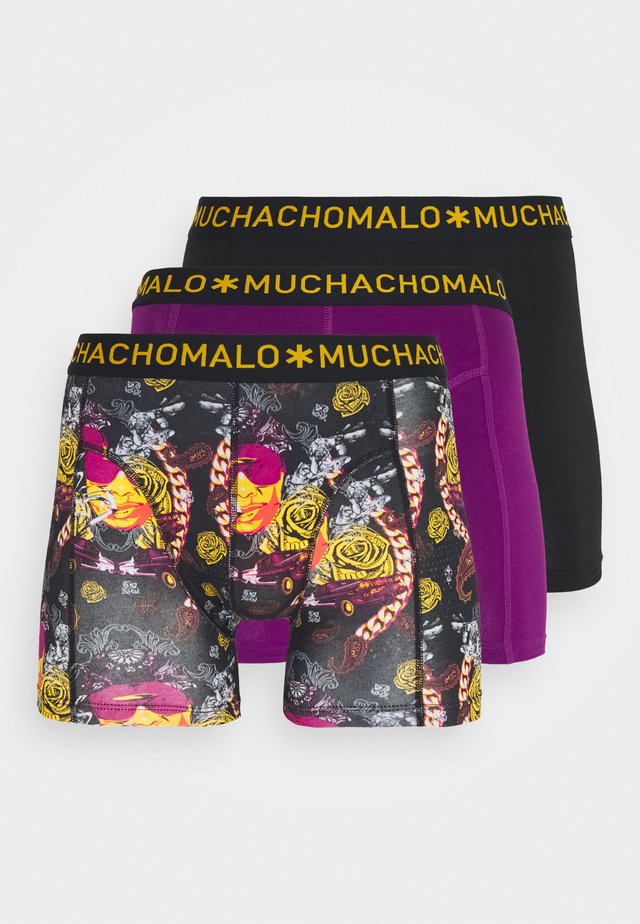 THUGY 3 PACK - Pants - black/purple