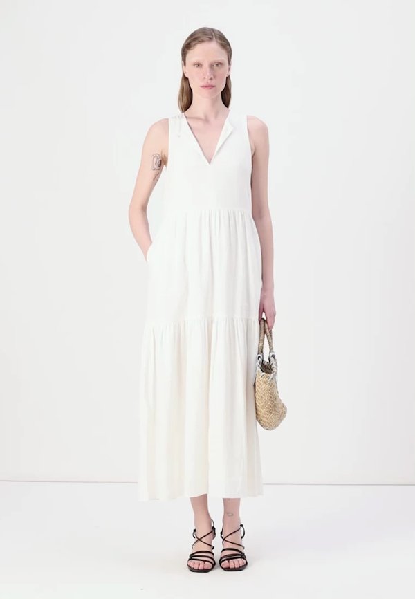 SLEEVELESS TIERED MAXI DRESS KEYHOLE NECKLINE - Day dress - ivory3