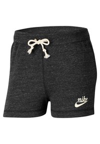 Svarta shorts i bomullsmix med elastisk midjeband, vit snörning och en liten vit Nike-logotyp i nedre vänstra hörnet.