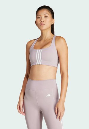 adidas Performance POWERIMPACT MEDIUM-SUPPORT 3-STRIPES - Medium support sports bra - preloved fig