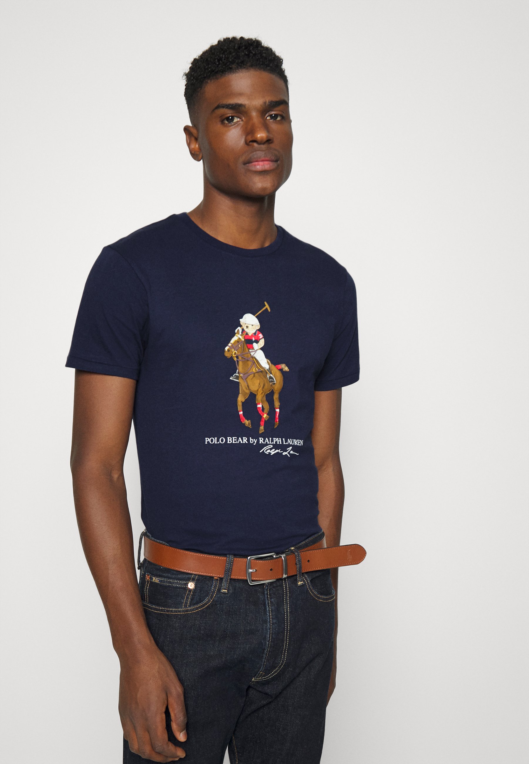 Blue polo shirt with bear Clearance