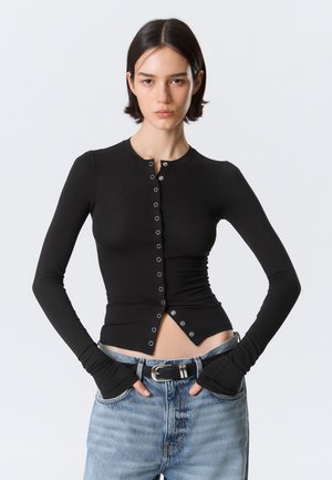 SLIM LONG SLEEVED BUTTONED - Cardigan - black