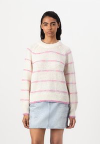Pieces PCNELIA LS O-NECK BC - Džemperis - birch/pink/purple