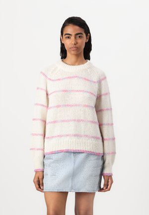 PCNELIA  - Strickpullover - birch/pink/purple