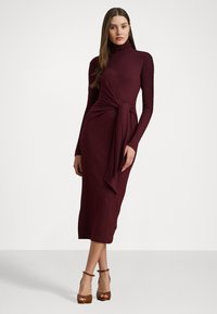 Lauren Ralph Lauren Petite TIE-FRONT TURTLENECK DRESS - Vestito casual - dark garnet