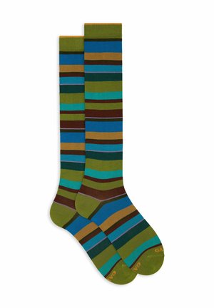 Gallo STRIPES - Knee high socks - erba cioccolato