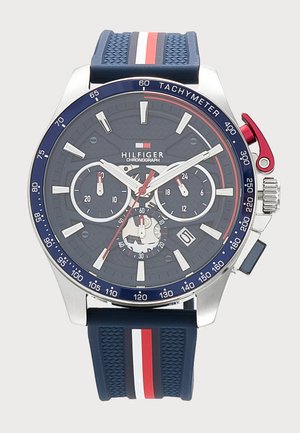 Tommy Hilfiger BANK - Montre à aiguilles - silver-coloured/blue/red