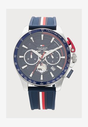 Tommy Hilfiger BANK - Montre à aiguilles - silver-coloured/blue/red