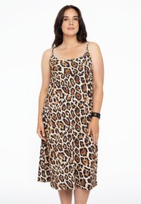 YOEK WITH LEOPARD PRINT - Freizeitkleid - light brown