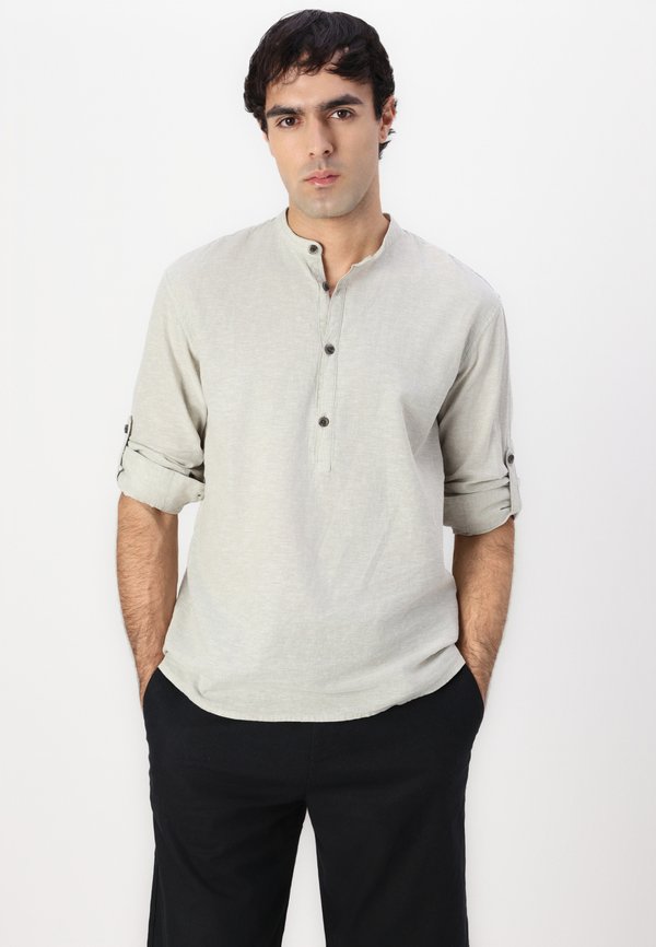 Shirt - beige abbey stone chambray4