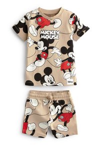 Next - ALL OVER PRINTED T-SHIRT AND SHORTS LICENSE SET - Rövidnadrágok - neutral tan mickey mouse Miniatűr kép 1