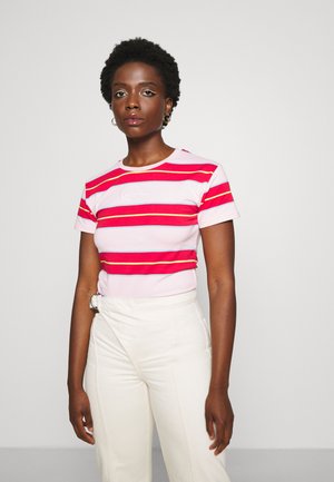 SMALL SIGNATURE STRIPE TEE - Apdrukāts T-krekls - rose