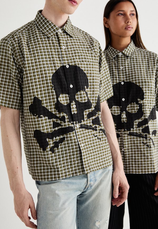 CHECK WITH SKULL PRINT UNISEX - Button-down blouse2