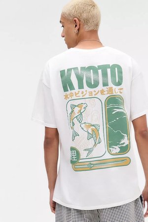 BDG Urban Outfitters KYOTO KOI TEE - Nyomott mintás póló - white