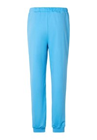 Helle blaue Sweatpants mit einem elastischen Bund und Bündchen, aus weichem Stoff gefertigt, mit glatter Textur und geradem Bein.