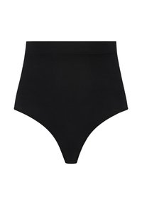 Mutande nere a vita alta con una texture liscia e una cintura elastica. Presentano un design classico e una copertura completa per il massimo comfort.