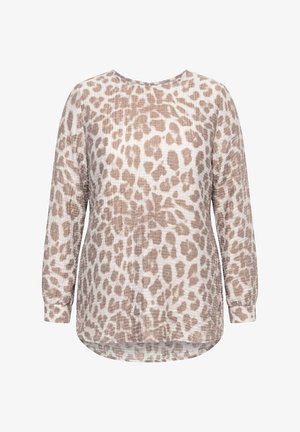 Ulla Popken, TEXTURED LONG SLEEVE LEOPARD PRINT BLOUSE - Camicetta - dark cement