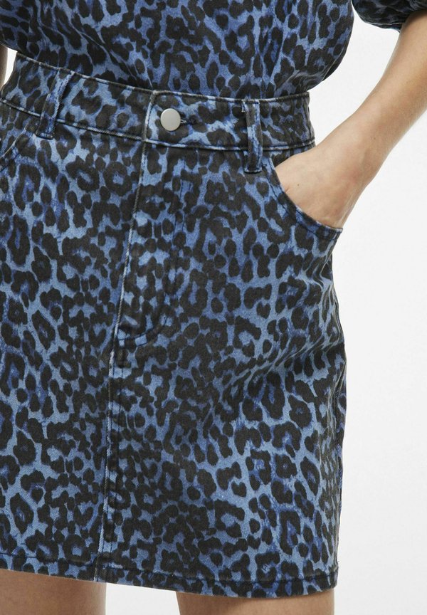 VICHIA LEOPARD SHORT - Denim skirt - regatta4