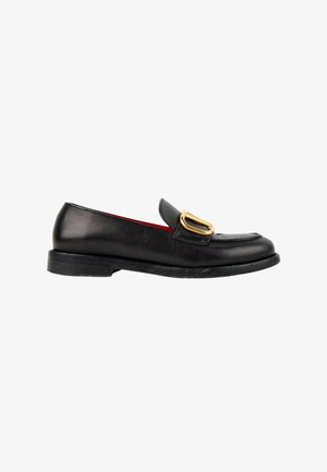 Valentino Garavani, VLOGO LEATHER FLATS BLACK - Chaussons - black