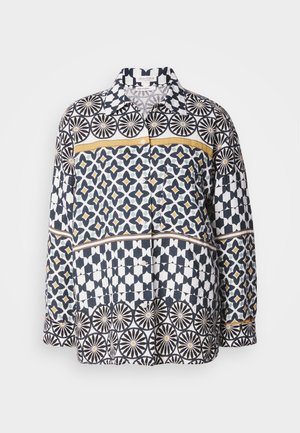 Marc O'Polo BLOUSE SHIRT COLLAR BUTTONED SLITS AT SIDE LONG SLEEVE PRINT - Hemdbluse - white/multi-color