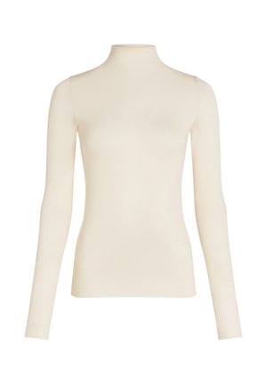 Top met lange mouwen en hoge hals in roomkleur, met een glad, aansluitend ontwerp, een zachte textuur en minimale naden voor een strakke uitstraling.