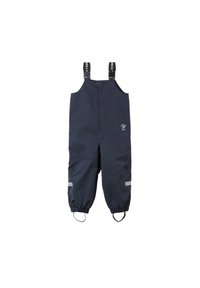 Laadukkaat siniset vedenpitävät haalarit, joissa on joustavat hihnat, säädettävät olkahihnat ja heijastavat yksityiskohdat näkyvyyden parantamiseksi. Valmistettu kestävästä materiaalista.