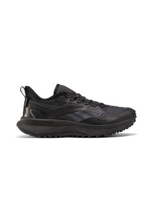 Zapatillas de correr negras fabricadas en material sintético, con un upper texturizado, un diseño elegante y una suela estriada para mayor agarre.