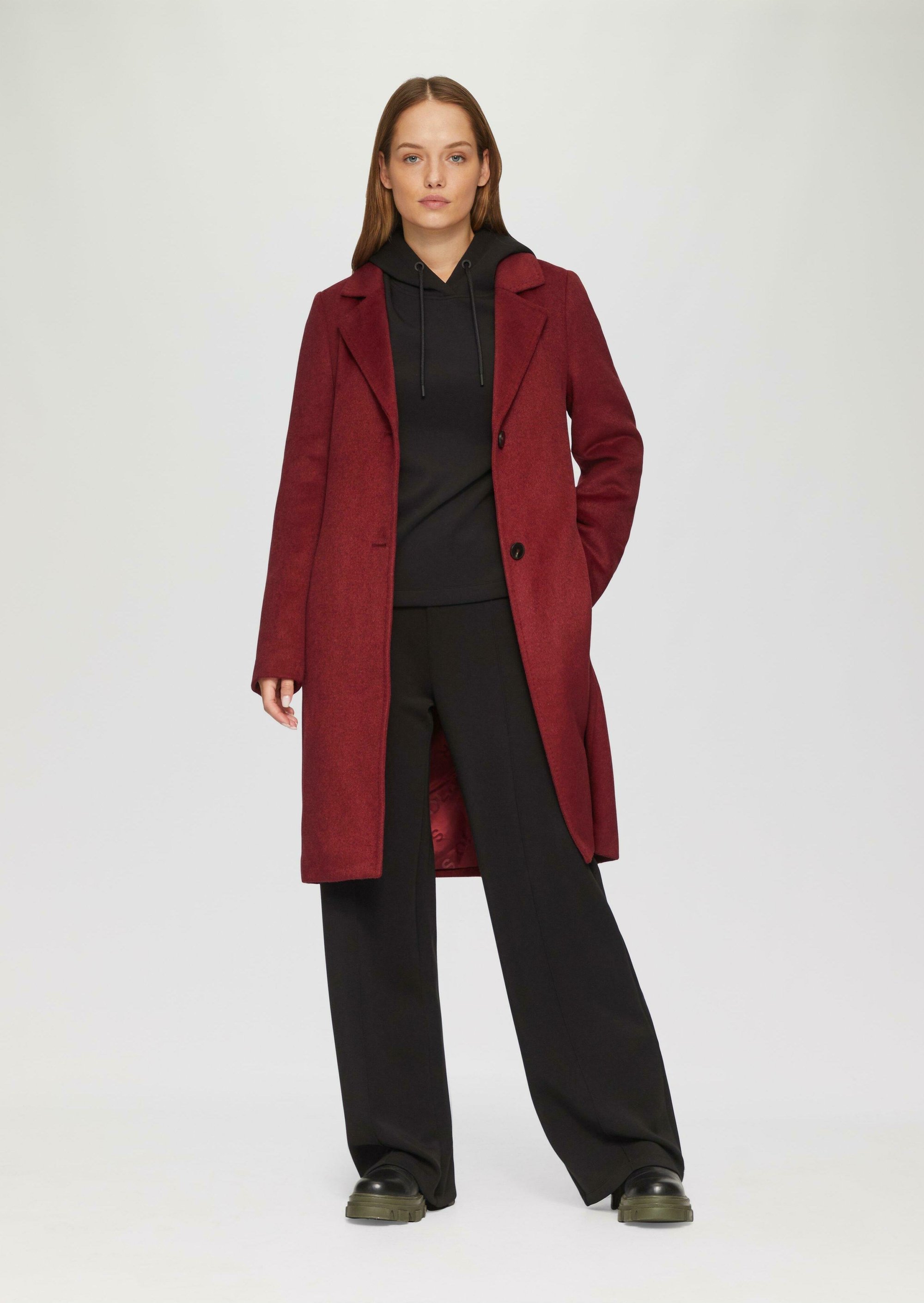 MIT REVERSKRAGEN Klassischer Mantel rubinrot