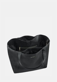 Grote zwarte leren totebag met een unieke textuur. Bevat binnenvakken, een ritscompartiment en dubbele stevige handvatten.