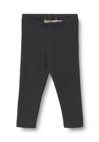 Gestreifte schwarze Baumwollleggings mit einem elastischen Bund, die eine weiche Textur und einen schmalen Schnitt aufweisen, entworfen für Komfort und Bewegungsfreiheit.