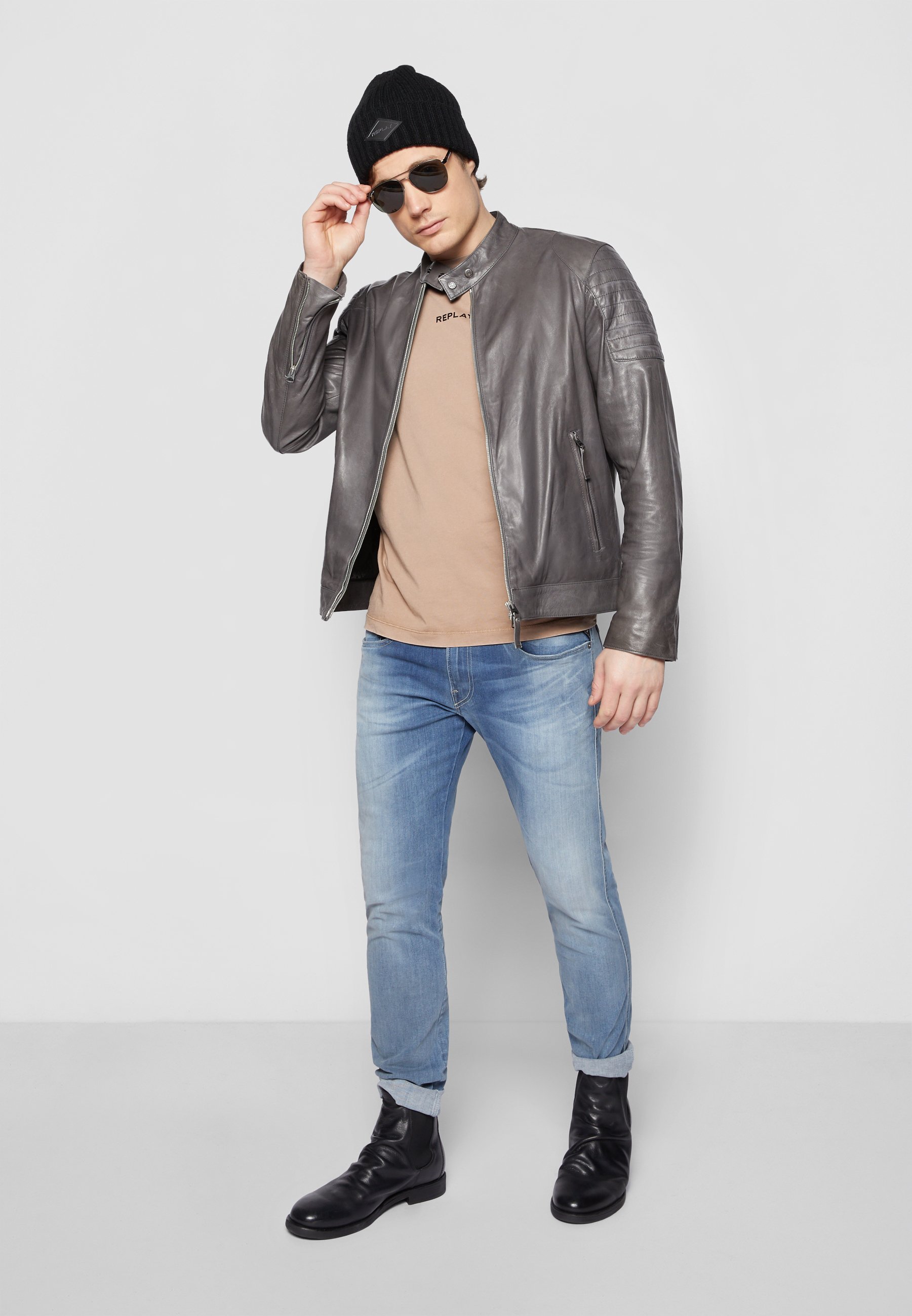 replay leather jeans