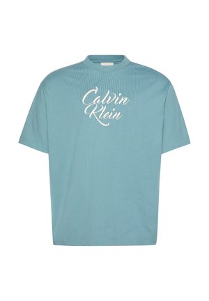 Calvin Klein Jeans, SS 16S SN CURSIVE CALVIN GRAPHIC - T-Shirt print - smoke blue