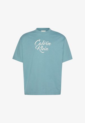 Calvin Klein Jeans, SS 16S SN CURSIVE CALVIN GRAPHIC - T-Shirt print - smoke blue