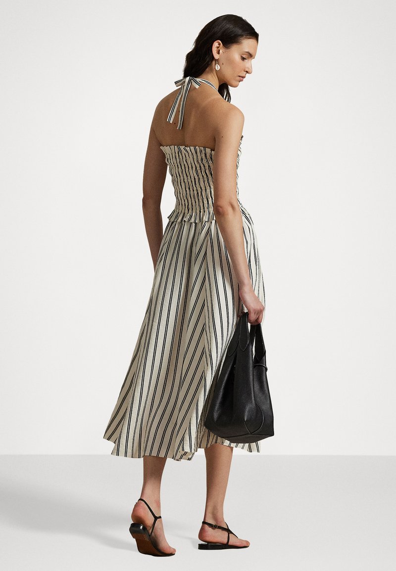 Polo Ralph Lauren STRIPED SILK BLEND DRESS - Day dress - white/black/black  - Zalando.ie
