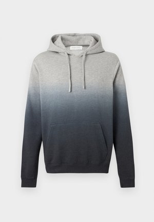 Sweat à capuche dégradé du gris au noir avec poche kangourou et capuche à cordon, manches longues, poignets et ourlet côtelés.