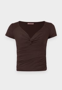 CHARLOTTE DRAPPED - Basic T-shirt - espresso brown
