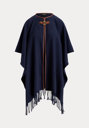 Lauren Ralph Lauren, BUCKLE-TRIM HERRINGBONE RUANA - Пелерина - navy
