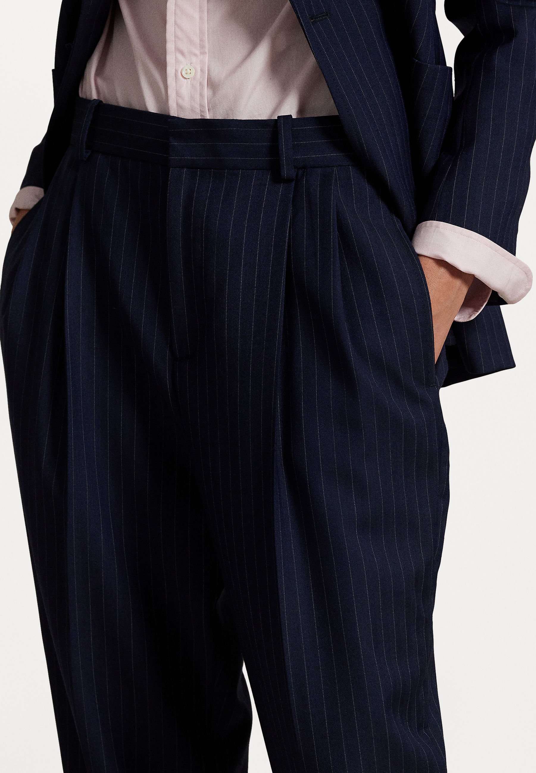 Polo Ralph Lauren PINSTRIPE WOOL-CASHMERE PLEATED TROUSER - Suit