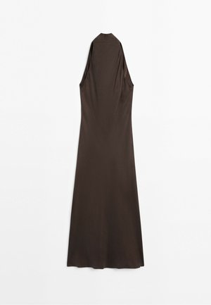 Massimo Dutti, DRAPED NECKLINE LONG DRESS - Galajurk - dark brown