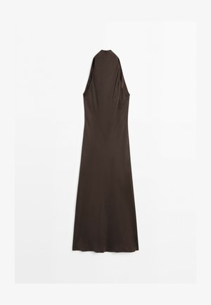 Massimo Dutti, DRAPED NECKLINE LONG DRESS - Galajurk - dark brown