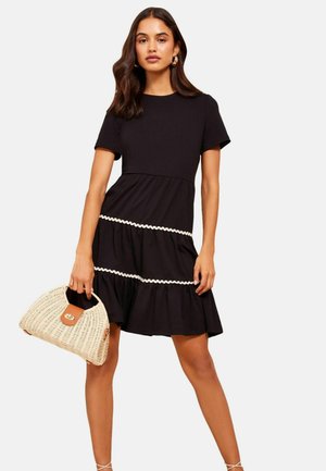 Friends Like These, REGULAR FIT - RIC RACK SHORT SLEEVE MINI DRESS . - Jerseykleid - black