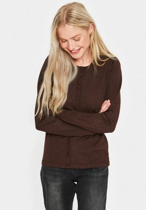 Saint Tropez A8661, MILASZ R-NECK - Cardigan - mink melange
