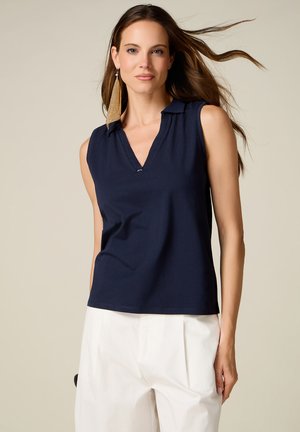 Oltre, TOP CON DETTAGLIO GIOIELLO - Poloshirt - blu