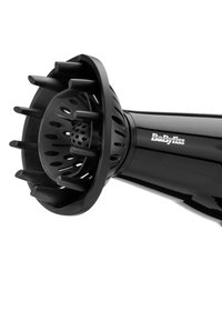 Black BaByliss hair dryer with a large diffuser attachment featuring multiple prongs and vent holes.