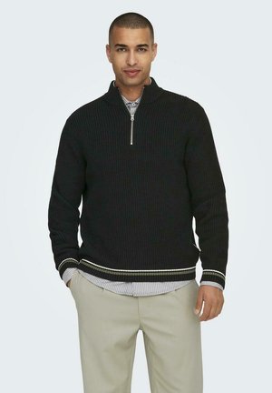 Only & Sons STEHKRAGEN REGULAR FIT LANGARM - Strickpullover - schwarz