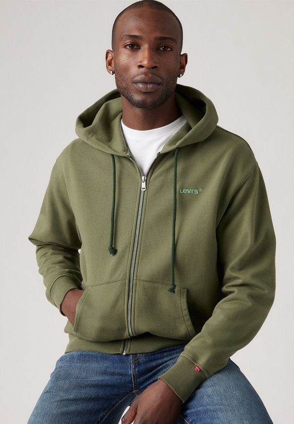 AUTHENTIC FULL ZIP - Zip-up sweatshirt - moss olive garment dye