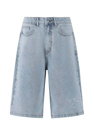 Ed Hardy BATTLE-DRAGON DIAMANTE JORTS - Denim shorts - bleach