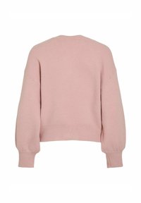 Lichtroze cropped sweater met een relaxte pasvorm, voorzien van lange, iets opgeblazen mouwen en een geribde zoom en manchetten. Gelaagd breisel.