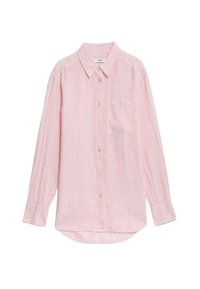 Gestreepte langarmshirt in lichtroze en wit, met eenbutton-down kraag, een voorzak en een ronde zoom. Gemaakt van lichtgewicht stof.