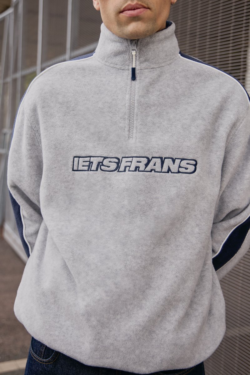 Sweat à Capuche Homme Iets Frans – Gris, Zip Intégral – Taille L – Coton